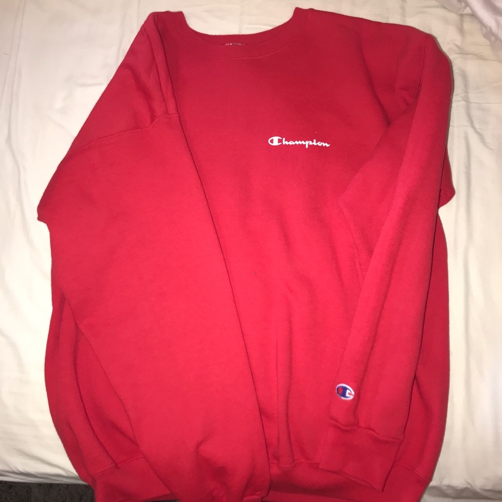 RED CHAMPION CREWNECK